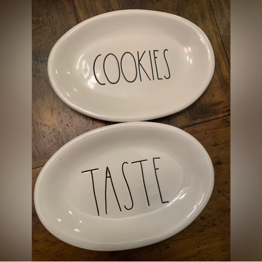 Rae Dunn 2 small plates Taste and Cookies